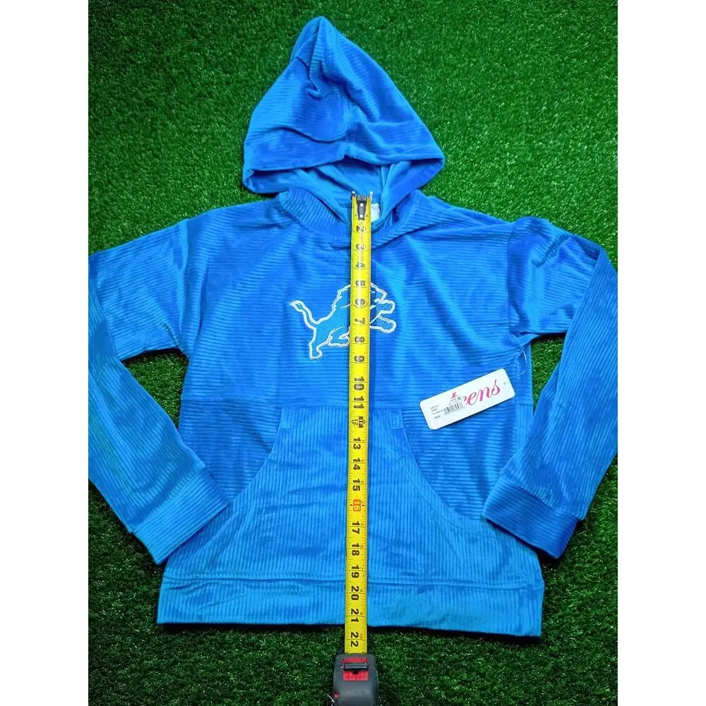 NWT Teens Apparel Detroit Lions Blue Velour Hoodie sm